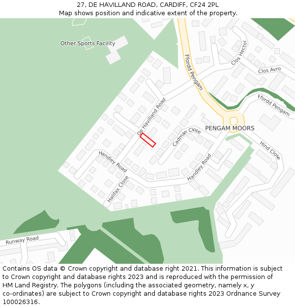 27, DE HAVILLAND ROAD, CARDIFF, CF24 2PL: Location map and indicative extent of plot