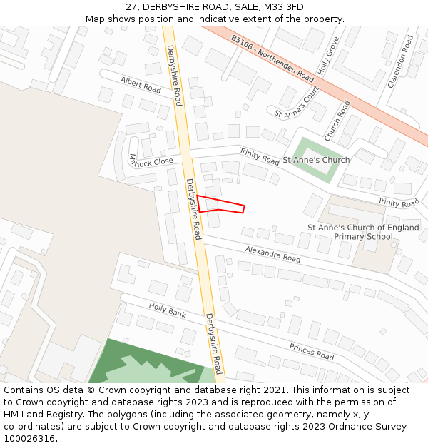 27, DERBYSHIRE ROAD, SALE, M33 3FD: Location map and indicative extent of plot