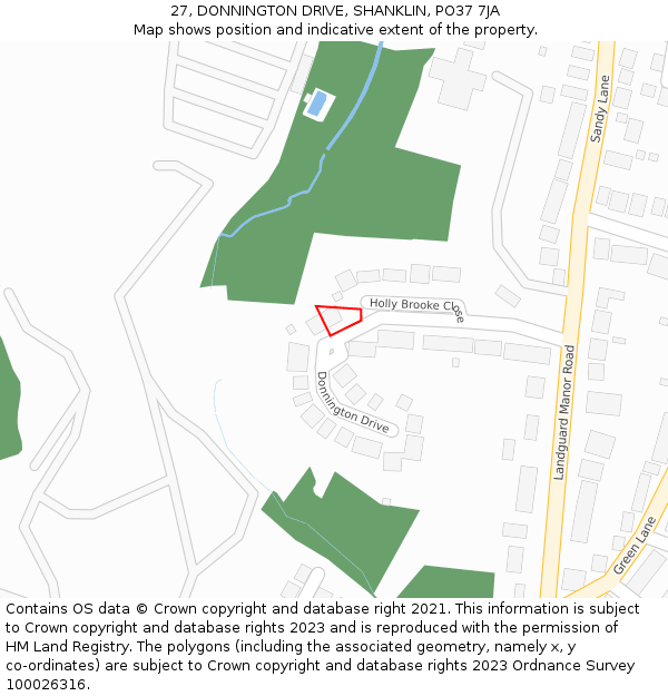 27, DONNINGTON DRIVE, SHANKLIN, PO37 7JA: Location map and indicative extent of plot