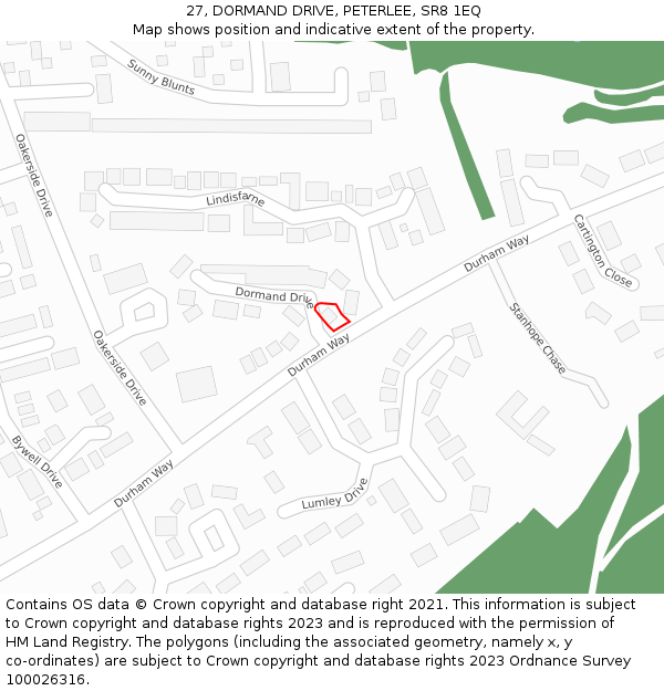 27, DORMAND DRIVE, PETERLEE, SR8 1EQ: Location map and indicative extent of plot