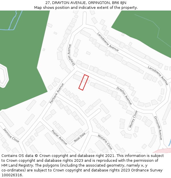 27, DRAYTON AVENUE, ORPINGTON, BR6 8JN: Location map and indicative extent of plot
