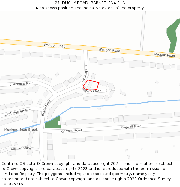 27, DUCHY ROAD, BARNET, EN4 0HN: Location map and indicative extent of plot