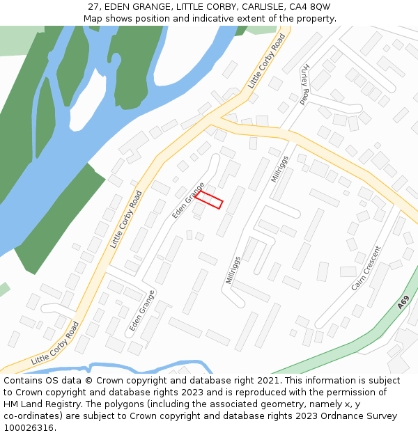 27, EDEN GRANGE, LITTLE CORBY, CARLISLE, CA4 8QW: Location map and indicative extent of plot