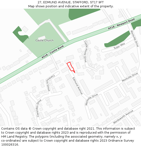 27, EDMUND AVENUE, STAFFORD, ST17 9FT: Location map and indicative extent of plot