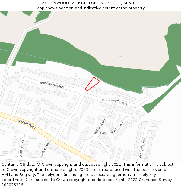 27, ELMWOOD AVENUE, FORDINGBRIDGE, SP6 1DL: Location map and indicative extent of plot