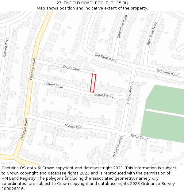 27, ENFIELD ROAD, POOLE, BH15 3LJ: Location map and indicative extent of plot