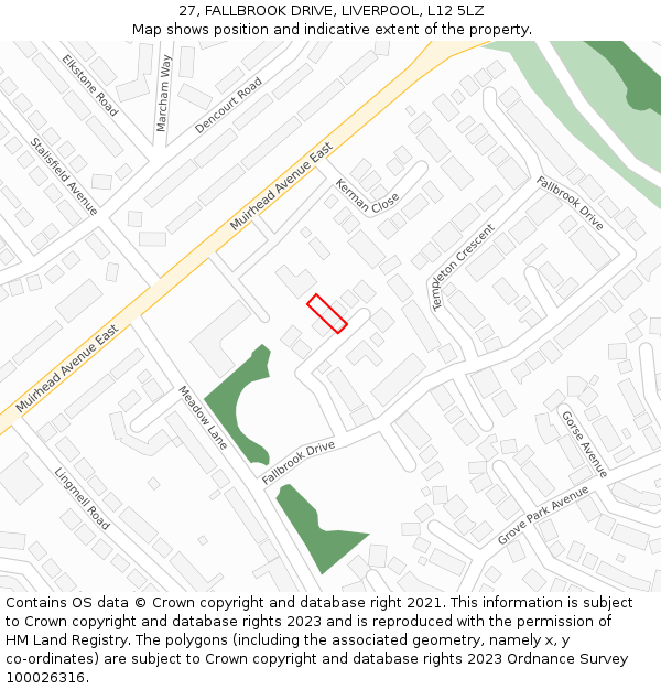 27, FALLBROOK DRIVE, LIVERPOOL, L12 5LZ: Location map and indicative extent of plot