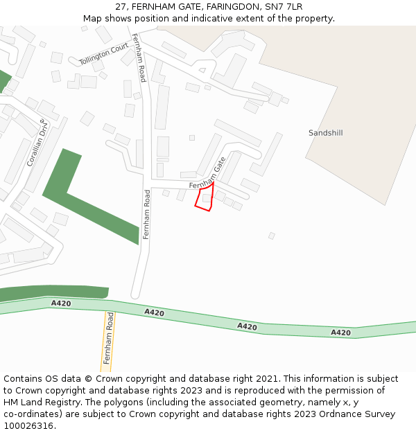 27, FERNHAM GATE, FARINGDON, SN7 7LR: Location map and indicative extent of plot