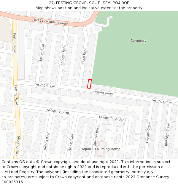 27, FESTING GROVE, SOUTHSEA, PO4 9QB: Location map and indicative extent of plot