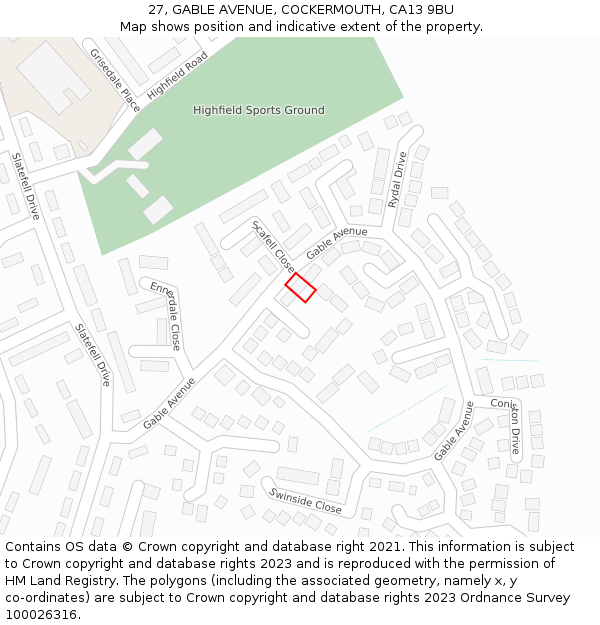 27, GABLE AVENUE, COCKERMOUTH, CA13 9BU: Location map and indicative extent of plot