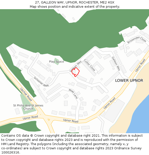 27, GALLEON WAY, UPNOR, ROCHESTER, ME2 4GX: Location map and indicative extent of plot