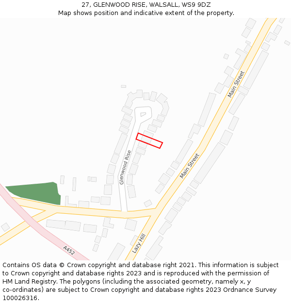 27, GLENWOOD RISE, WALSALL, WS9 9DZ: Location map and indicative extent of plot