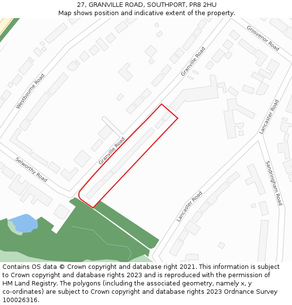 27, GRANVILLE ROAD, SOUTHPORT, PR8 2HU: Location map and indicative extent of plot