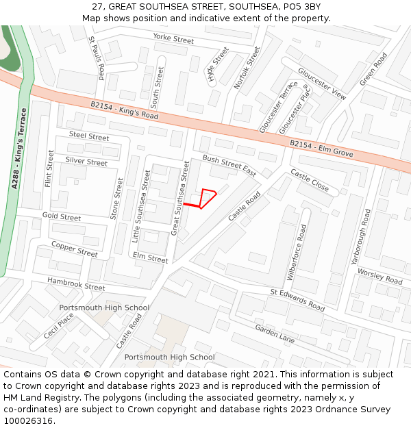 27, GREAT SOUTHSEA STREET, SOUTHSEA, PO5 3BY: Location map and indicative extent of plot