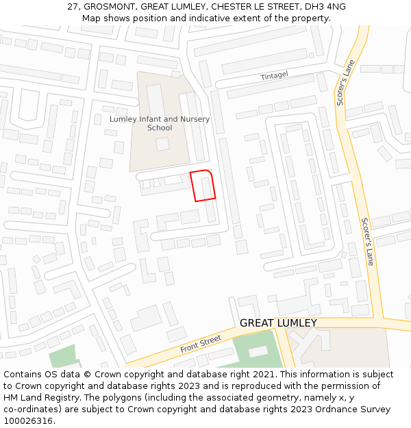 27, GROSMONT, GREAT LUMLEY, CHESTER LE STREET, DH3 4NG: Location map and indicative extent of plot