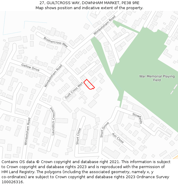 27, GUILTCROSS WAY, DOWNHAM MARKET, PE38 9RE: Location map and indicative extent of plot