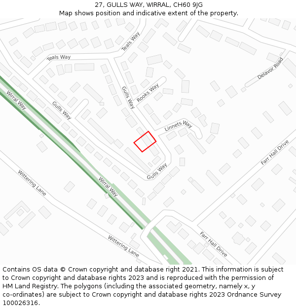 27, GULLS WAY, WIRRAL, CH60 9JG: Location map and indicative extent of plot