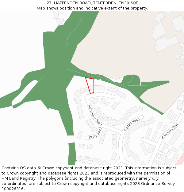 27, HAFFENDEN ROAD, TENTERDEN, TN30 6QE: Location map and indicative extent of plot
