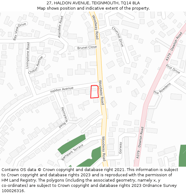 27, HALDON AVENUE, TEIGNMOUTH, TQ14 8LA: Location map and indicative extent of plot