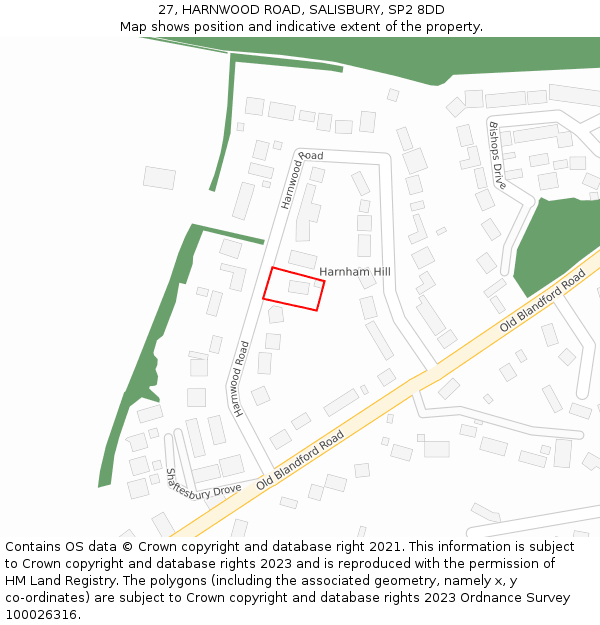 27, HARNWOOD ROAD, SALISBURY, SP2 8DD: Location map and indicative extent of plot