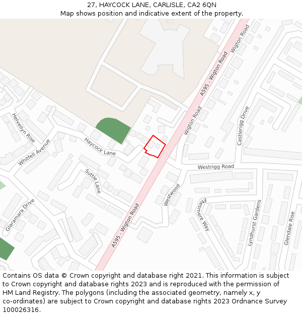 27, HAYCOCK LANE, CARLISLE, CA2 6QN: Location map and indicative extent of plot