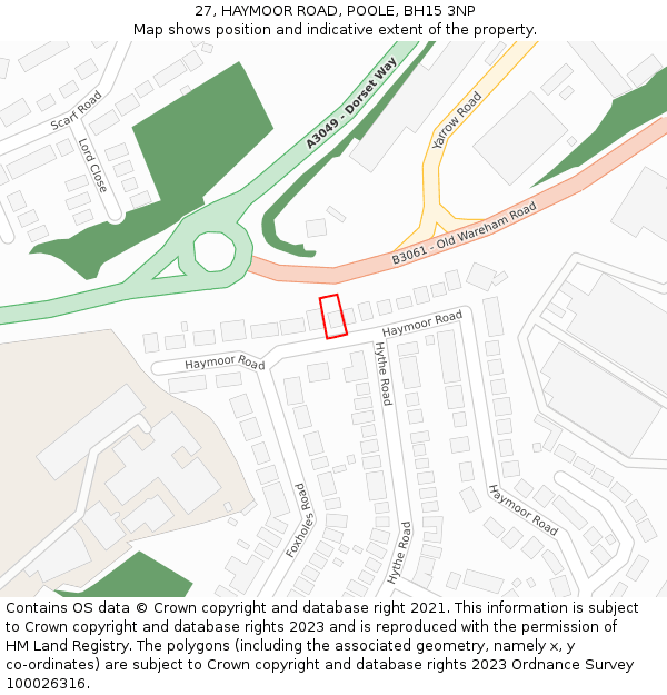 27, HAYMOOR ROAD, POOLE, BH15 3NP: Location map and indicative extent of plot