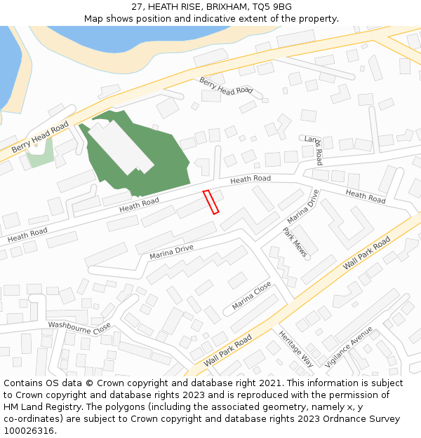 27, HEATH RISE, BRIXHAM, TQ5 9BG: Location map and indicative extent of plot