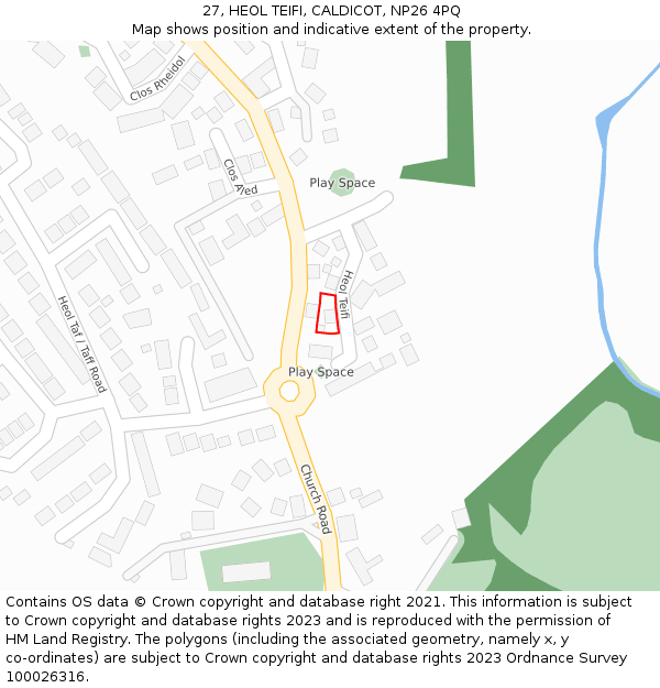 27, HEOL TEIFI, CALDICOT, NP26 4PQ: Location map and indicative extent of plot