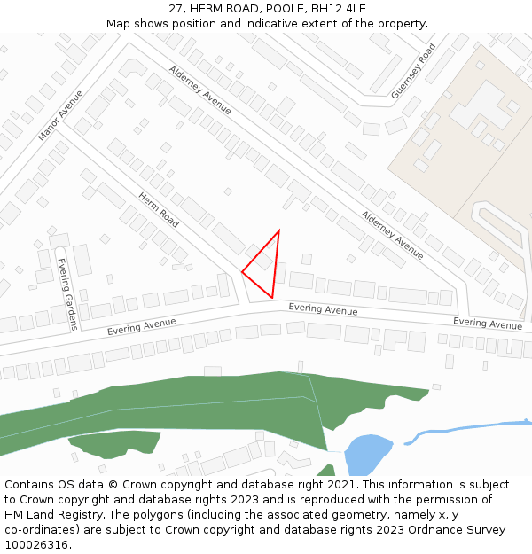 27, HERM ROAD, POOLE, BH12 4LE: Location map and indicative extent of plot