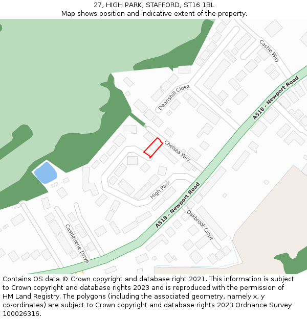 27, HIGH PARK, STAFFORD, ST16 1BL: Location map and indicative extent of plot