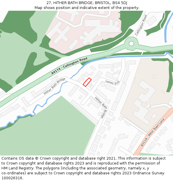27, HITHER BATH BRIDGE, BRISTOL, BS4 5DJ: Location map and indicative extent of plot
