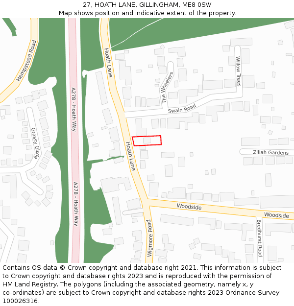 27, HOATH LANE, GILLINGHAM, ME8 0SW: Location map and indicative extent of plot