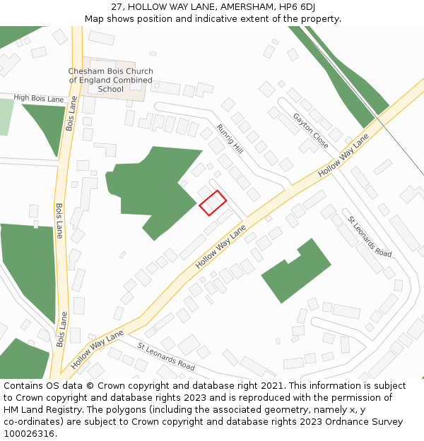 27, HOLLOW WAY LANE, AMERSHAM, HP6 6DJ: Location map and indicative extent of plot