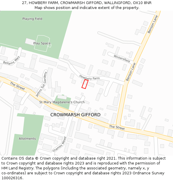 27, HOWBERY FARM, CROWMARSH GIFFORD, WALLINGFORD, OX10 8NR: Location map and indicative extent of plot