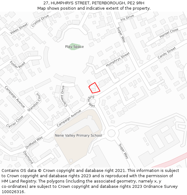 27, HUMPHRYS STREET, PETERBOROUGH, PE2 9RH: Location map and indicative extent of plot