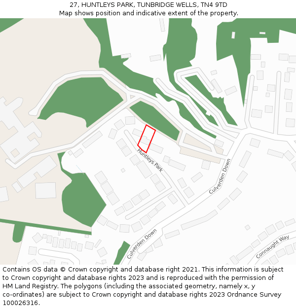 27, HUNTLEYS PARK, TUNBRIDGE WELLS, TN4 9TD: Location map and indicative extent of plot