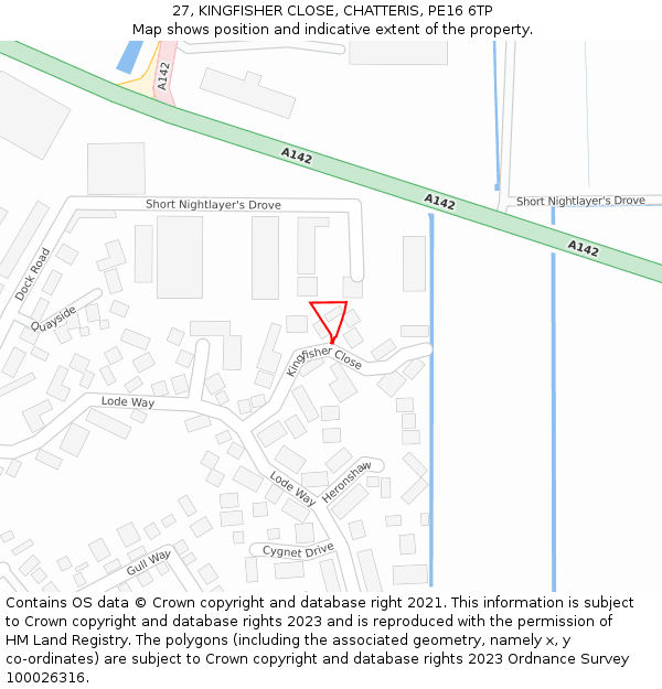 27, KINGFISHER CLOSE, CHATTERIS, PE16 6TP: Location map and indicative extent of plot