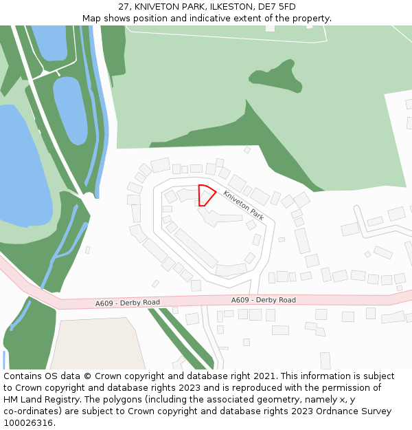 27, KNIVETON PARK, ILKESTON, DE7 5FD: Location map and indicative extent of plot