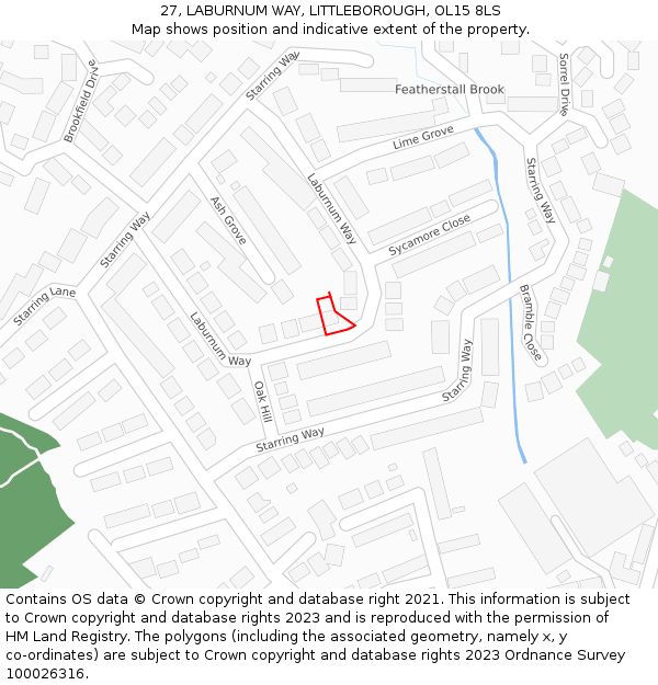 27, LABURNUM WAY, LITTLEBOROUGH, OL15 8LS: Location map and indicative extent of plot