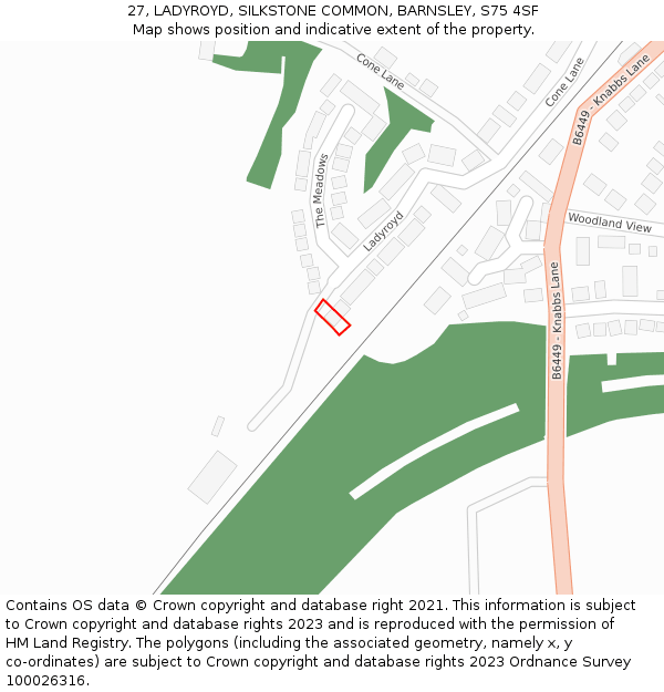 27, LADYROYD, SILKSTONE COMMON, BARNSLEY, S75 4SF: Location map and indicative extent of plot