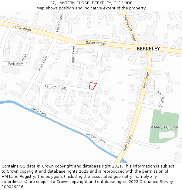 27, LANTERN CLOSE, BERKELEY, GL13 9DE: Location map and indicative extent of plot