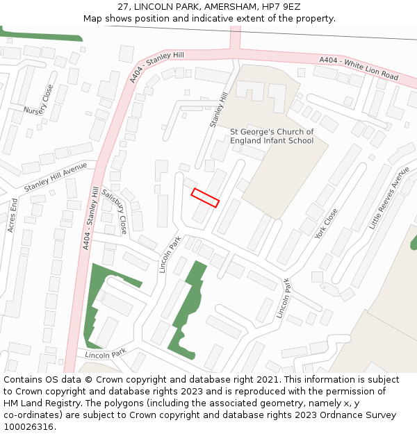 27, LINCOLN PARK, AMERSHAM, HP7 9EZ: Location map and indicative extent of plot