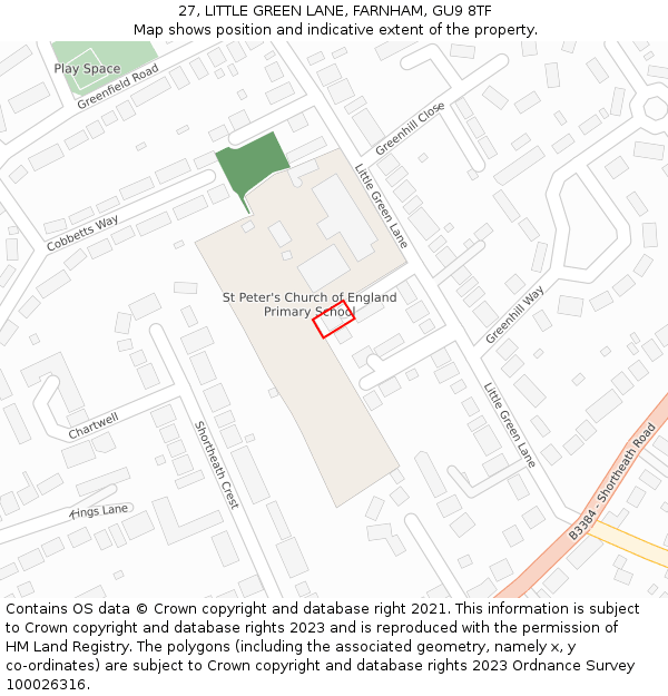 27, LITTLE GREEN LANE, FARNHAM, GU9 8TF: Location map and indicative extent of plot