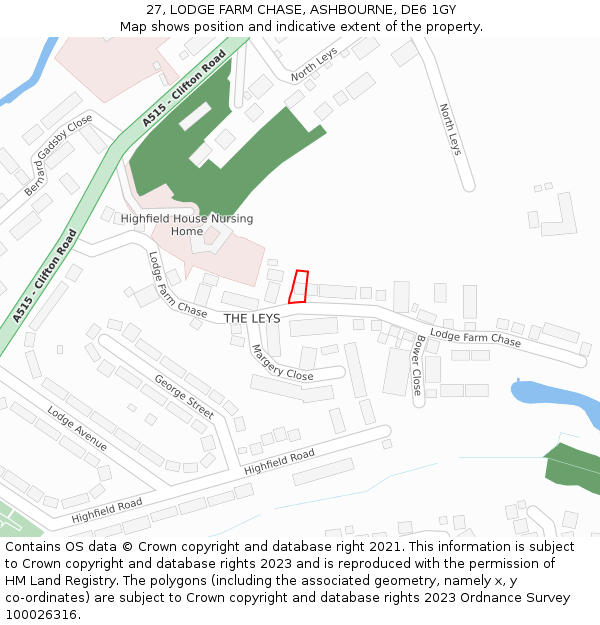 27, LODGE FARM CHASE, ASHBOURNE, DE6 1GY: Location map and indicative extent of plot