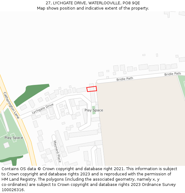 27, LYCHGATE DRIVE, WATERLOOVILLE, PO8 9QE: Location map and indicative extent of plot