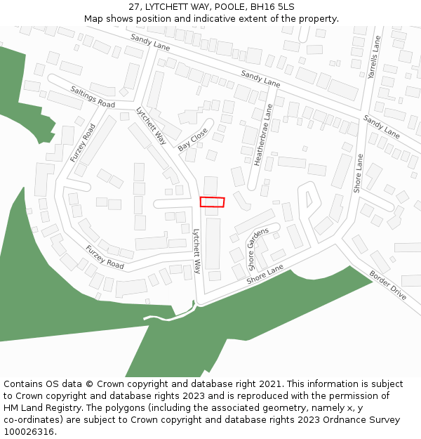 27, LYTCHETT WAY, POOLE, BH16 5LS: Location map and indicative extent of plot