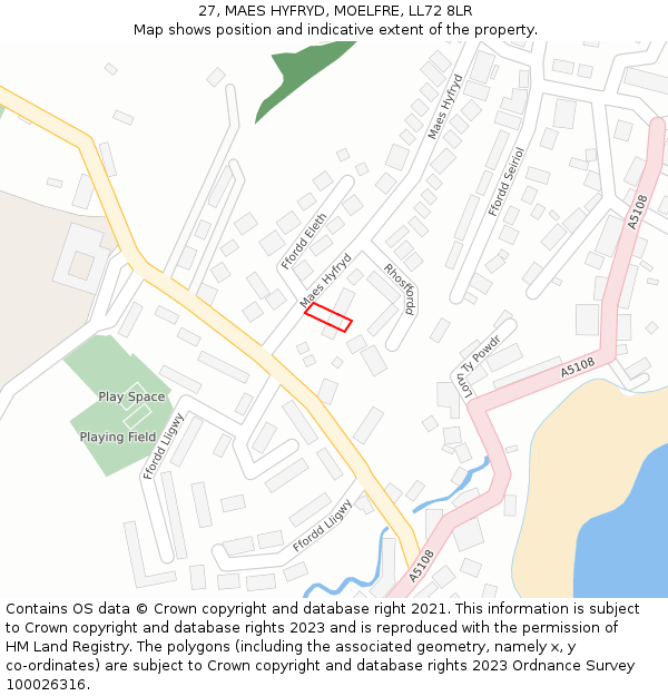 27, MAES HYFRYD, MOELFRE, LL72 8LR: Location map and indicative extent of plot