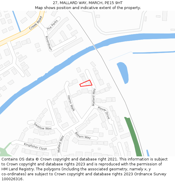 27, MALLARD WAY, MARCH, PE15 9HT: Location map and indicative extent of plot