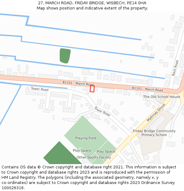 27, MARCH ROAD, FRIDAY BRIDGE, WISBECH, PE14 0HA: Location map and indicative extent of plot