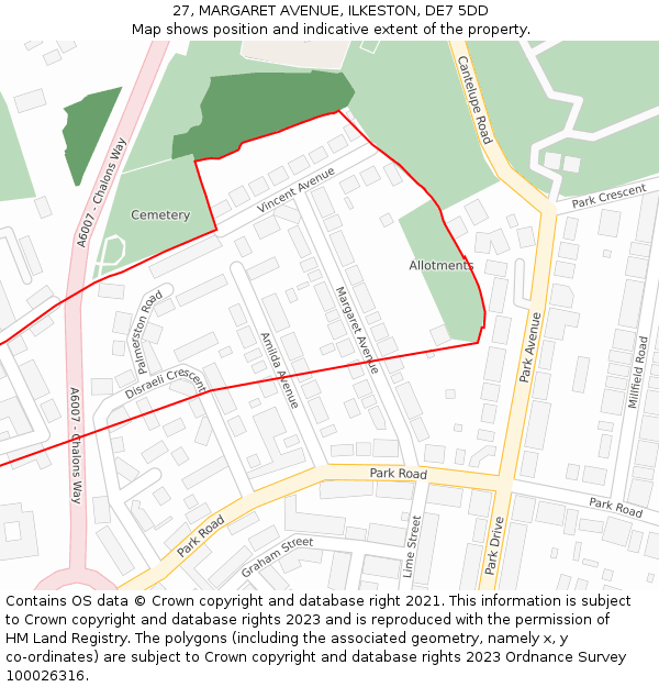 27, MARGARET AVENUE, ILKESTON, DE7 5DD: Location map and indicative extent of plot